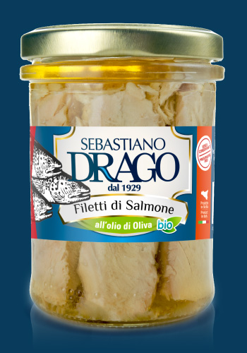 filetti di salmone in olio extravergine di oliva biologico